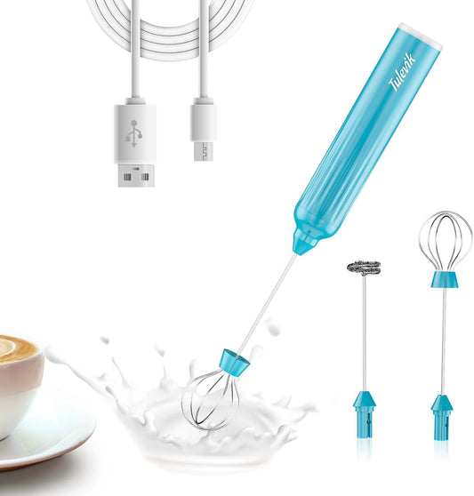 Milk Frother - Skiennix Handheld Electric Whisk with 3 Speeds & USB Rechargeable - Blue