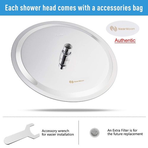 NearMoon Rain Shower Head, Ultra-Thin Design-Pressure Boosting, Awesome Some Experience, High Flow Stainless Steel Rainfall Head (12 Inch, Chrome Finish)