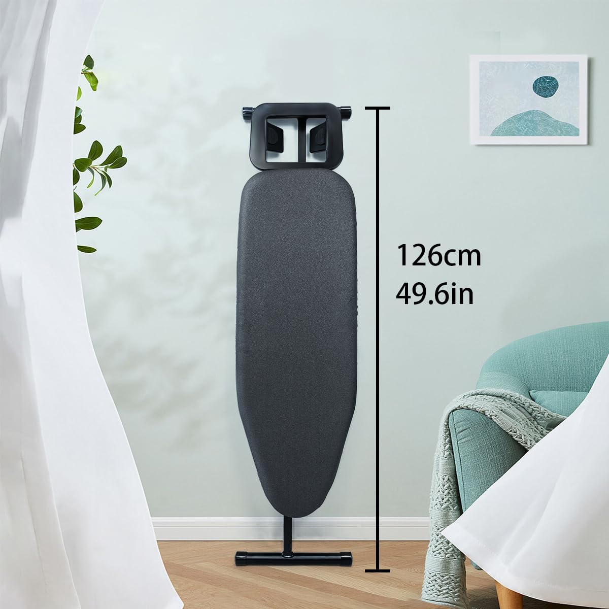 Duwee Ironing Board - 12"x36" Folding Design with Heat Resistant Cover & Thick Felt Pad - Compact & Lightweight, Black