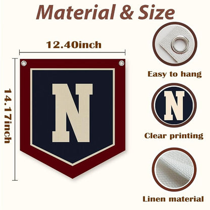 N Pennant Flag Personalized Baby Gifts for Toddler Boys Room Decor - N Variation