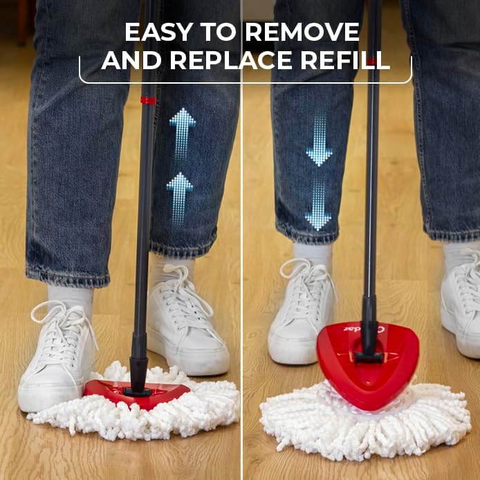 O-Cedar EasyWring Microfiber Spin Mop - Complete Floor Cleaning System with 4 Extra Refills