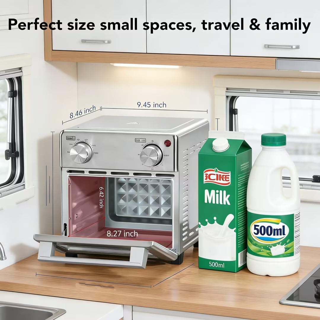 Skiennix 8.5QT Toaster Oven Air Fryer Combo - Stainless Steel, Fast Preheat, Ideal for Small Spaces