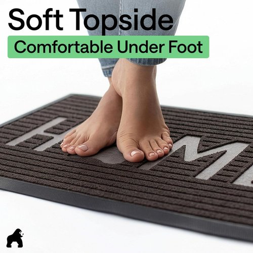 GORILLA GRIP 100% Waterproof All-Season WeatherMAX Doormat, 47x35, US Designed Natural Rubber, Stain and Fade Resistant, Low Profile Indoor Outdoor Door Mats, Easy Clean Patio Mat, Espresso Home Paw