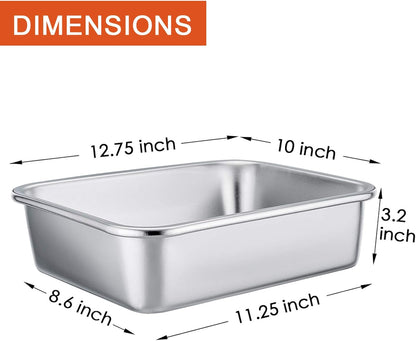 P&P CHEF Lasagna Pan - Heavy Duty Stainless Steel Baking Sheet | Oven & Dishwasher Safe, 12.7" L x 3.2" H