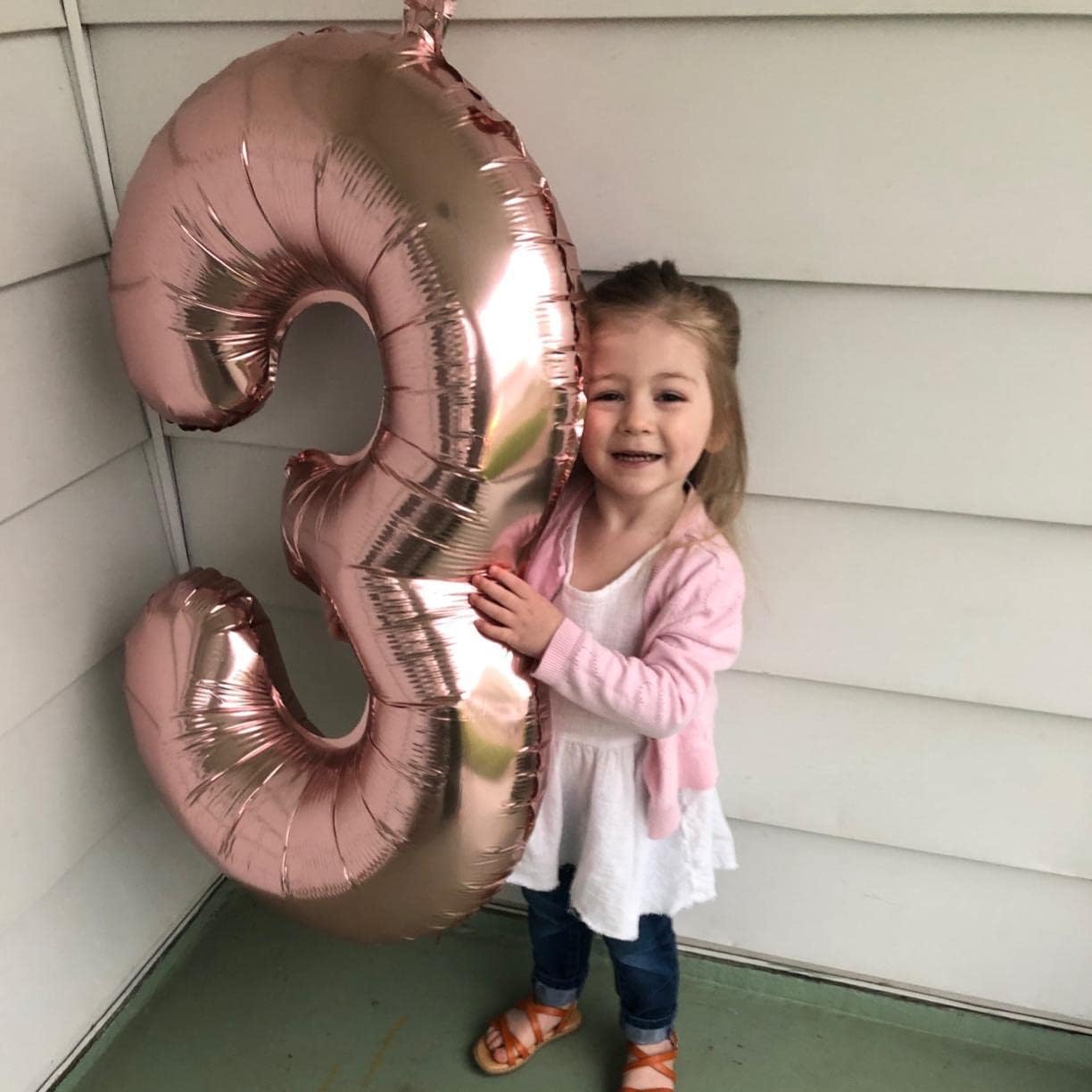Rose Gold Number 3 Balloon - 40 Inch Large Foil Mylar Balloon for Birthdays & Celebrations