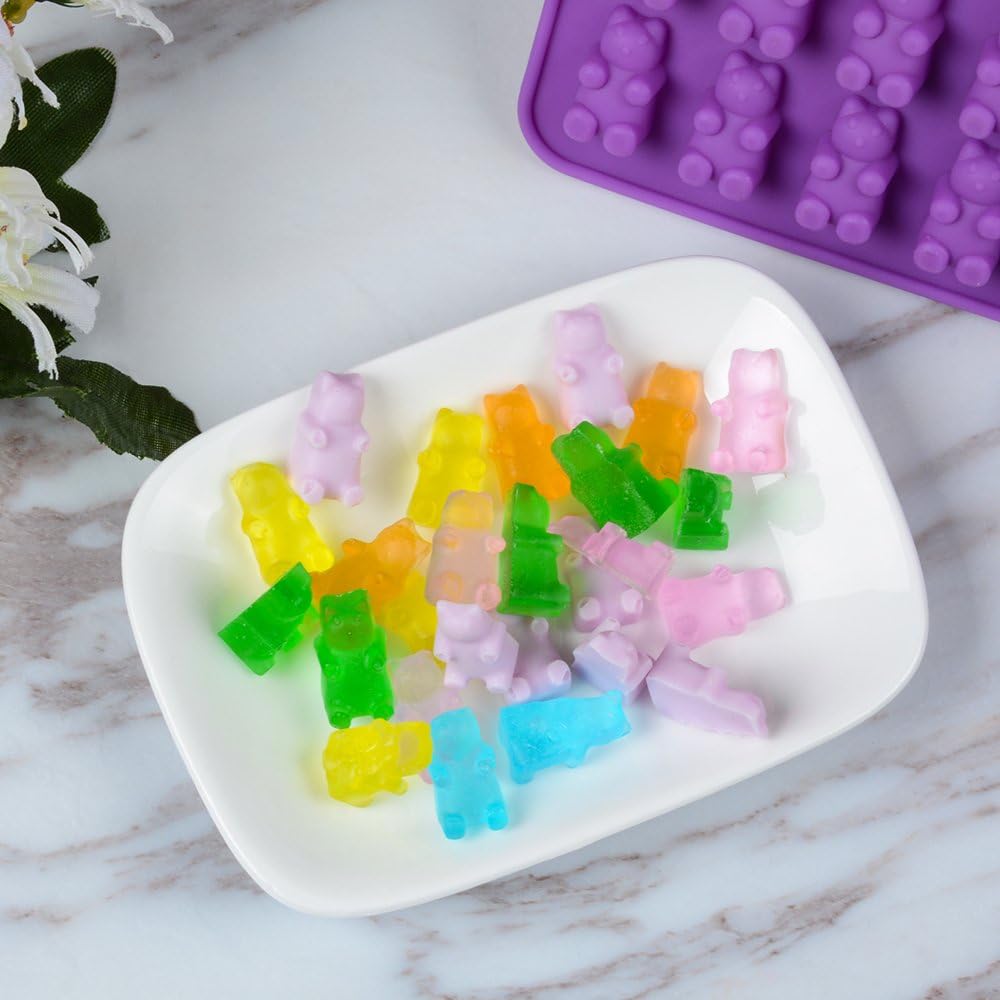 Skiennix Silicone Gummy Molds - Bear, Dinosaur & Heart Shapes with 2 Droppers | Pack of 4