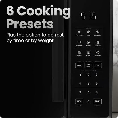 Chefman Microwave Oven - 1.1 Cu. Ft. 1000 Watts with 10 Power Levels & 6 Cooking Presets - Black