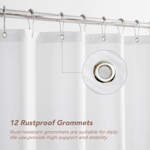 Felisa Waterproof Fabric Shower Curtain Liner with 6 Weighted Magnets,72 x 72 inch Hotel Quality & Soft Cloth Shower Curtain,Washable White Shower Curtain Liner for Bathroom