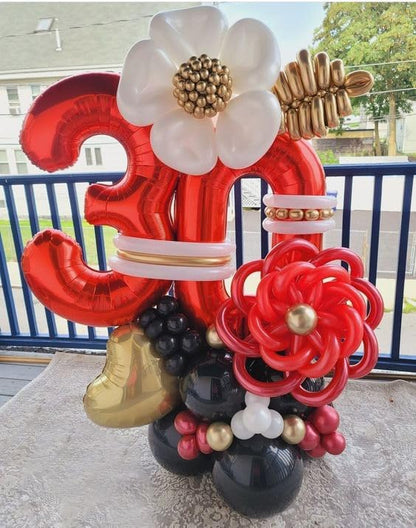 Red Number Balloon | 40-Inch 0 Number Balloons for Birthday Decorations | Perfect for Red Party Supplies