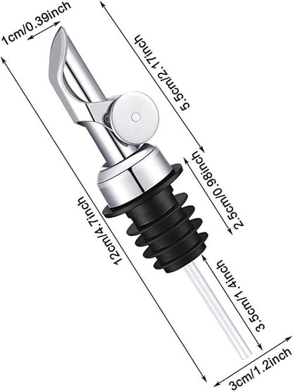 2 Pack Silvers Automatic Liquor Pour Spout Set, Stainless Steel Auto Flip Olive Oil Dispenser Spout, Bottle Pourers Home Bar Accessories for Wine, Oil, Syrup, Vinegar and Other Liquid Bottles