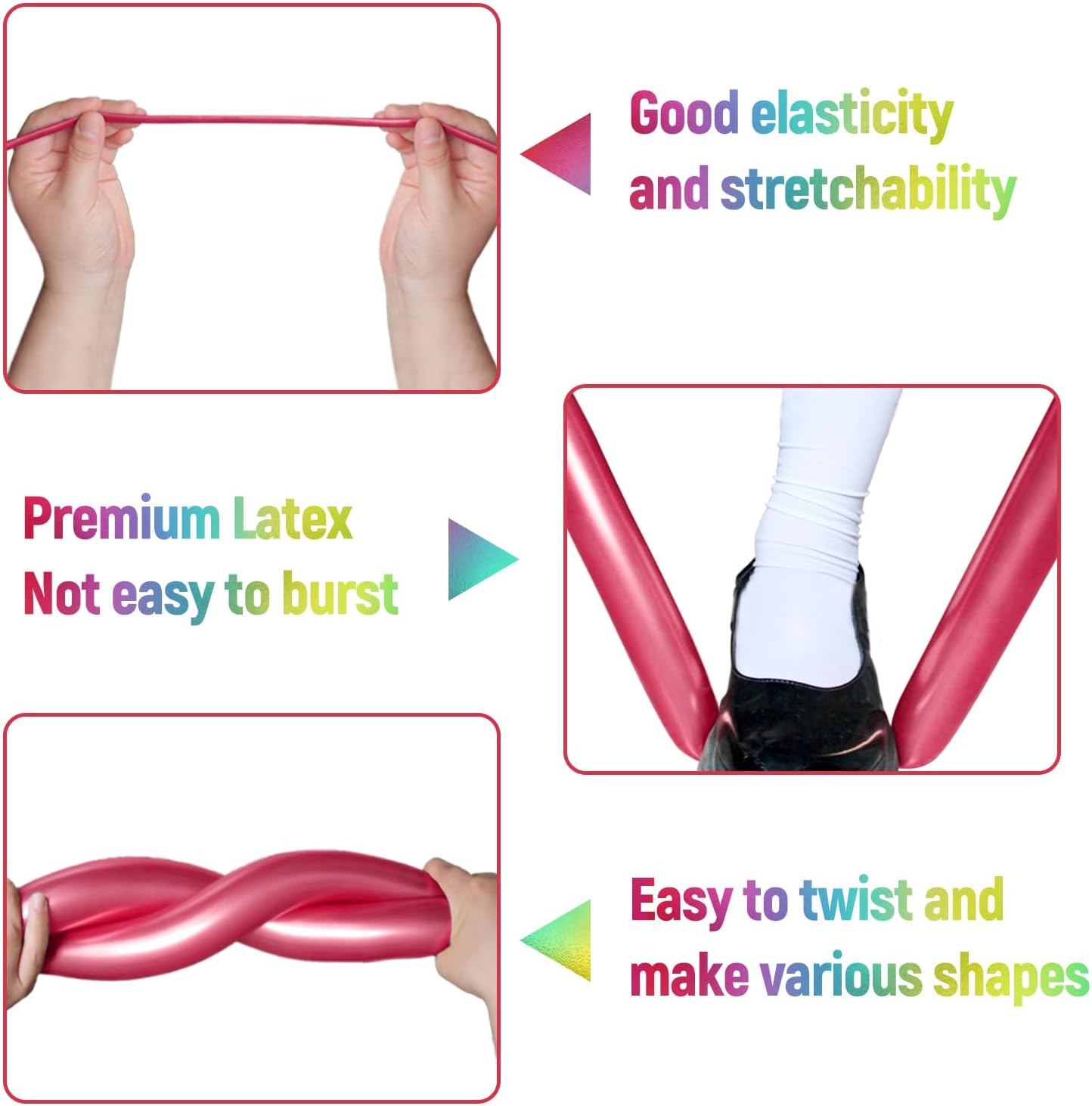Skiennix 100Pcs Metallic Long Balloons - Thick Latex Twisting Balloons for Animal Modeling | Multi-Color