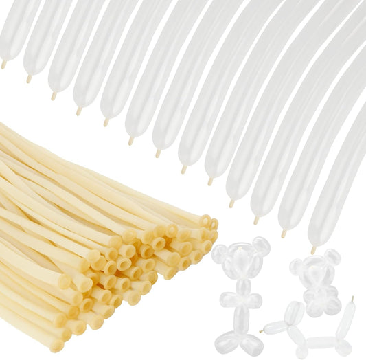 Skiennix 260 Balloons - 50PCS Clear Long Twisting Latex Balloons for Animal Sculptures & Arches