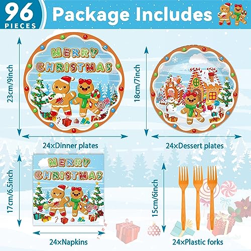 Gingerbread Party Supplies Set - Paper Plates Napkins & Plastic Forks for Christmas Celebration - Variation of Gingerbread Party
