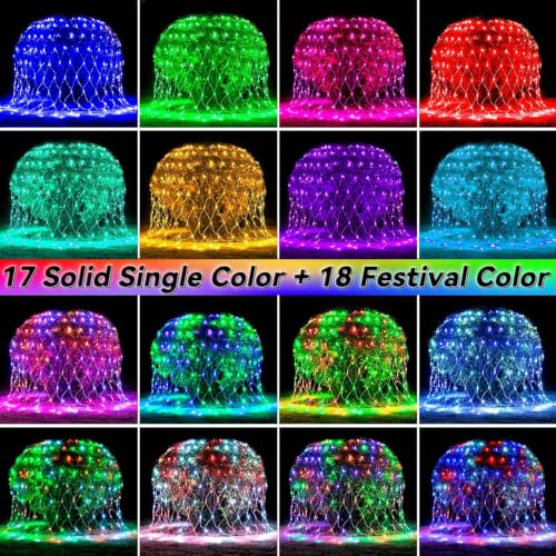 RGB Connectable 10x10FT Outdoor Christmas Net Lights 240 LED with Remote
