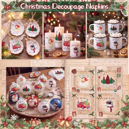Christmas Cocktail Napkins 200 Pcs Xmas Tree Pattern 5x5 Inch Party Decor