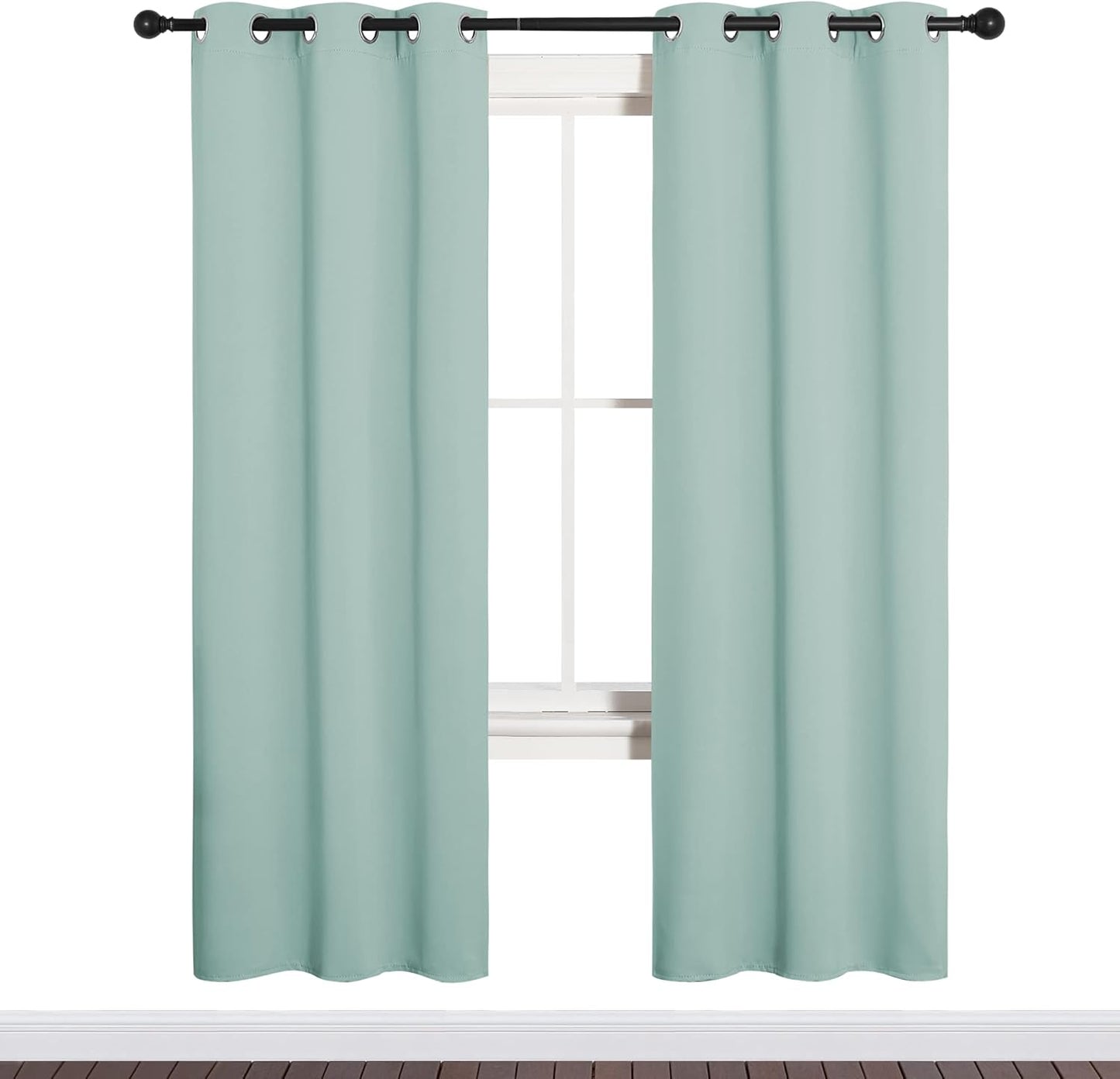 NICETOWN Blackout Curtain Panels - Thermal Insulated Draperies | Aqua, One Pair, 34 x 72 Inches