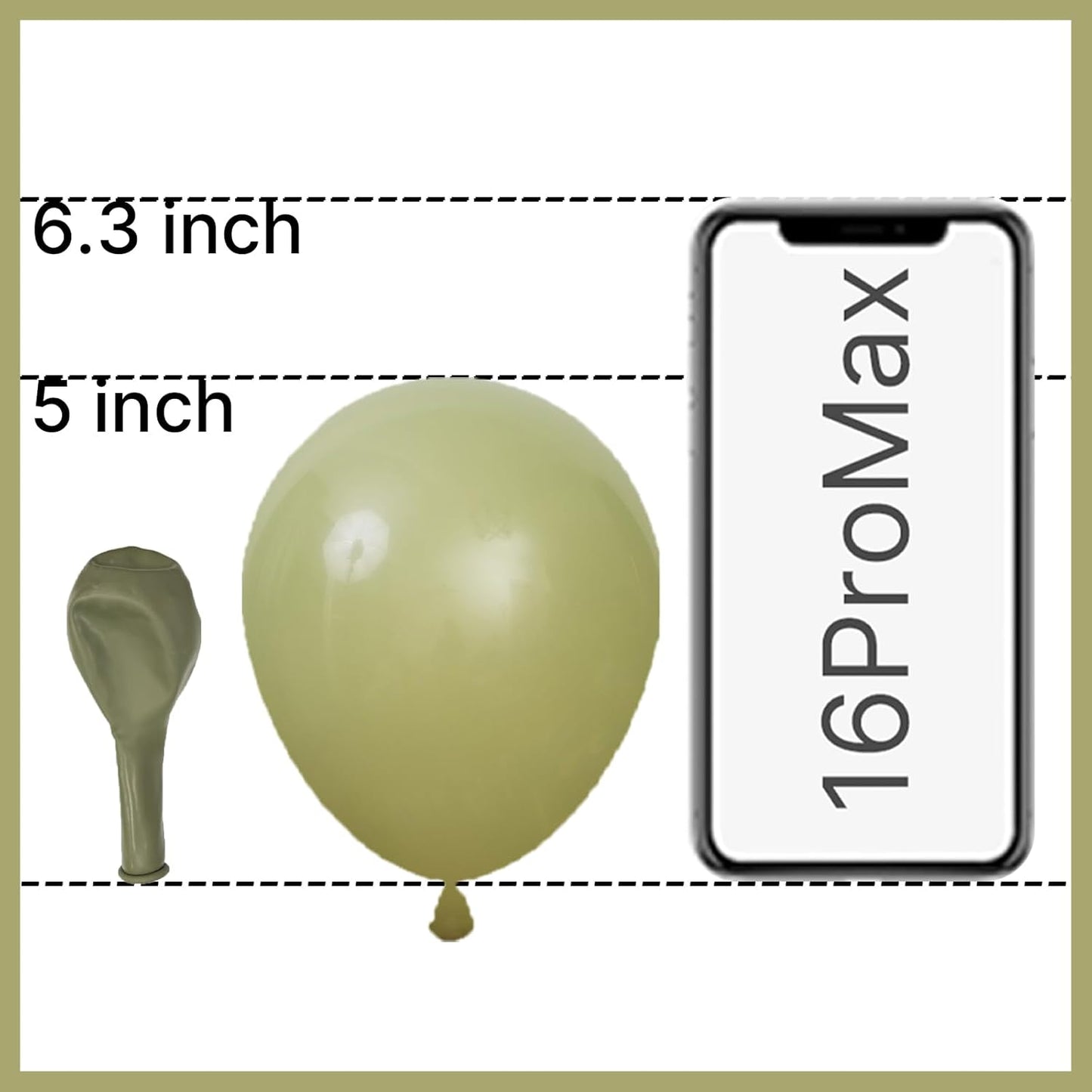 PartyWoo Sage Green Balloons - 50 Pcs Mini Matte Olive Green Latex for Weddings & Baby Showers
