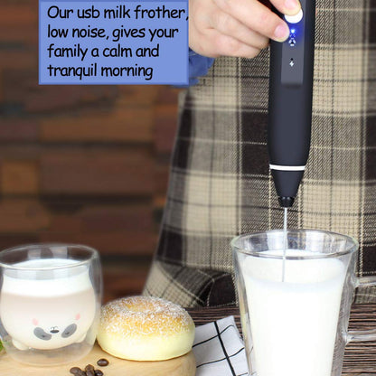 USB Rechargeable Milk Frother Handheld Multi-functional Electric Foam Maker with 2 Stainless Whisks,3-Speed Adjustable Mini Milk Foamer for Blending Bulletproof Coffee, Latte, Cappuccino Hot Chocolate