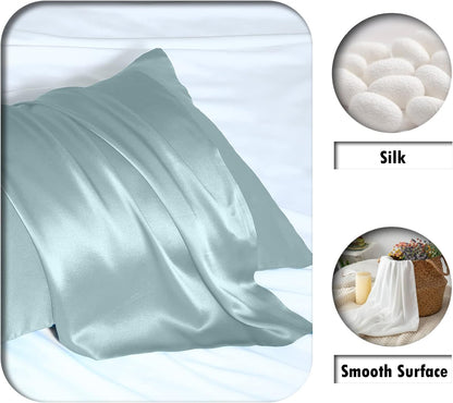 Mulberry Silk Pillowcase - Soft & Breathable Cooling Pillow Cover for Hair & Skin | 20" x 26" Haze Blue