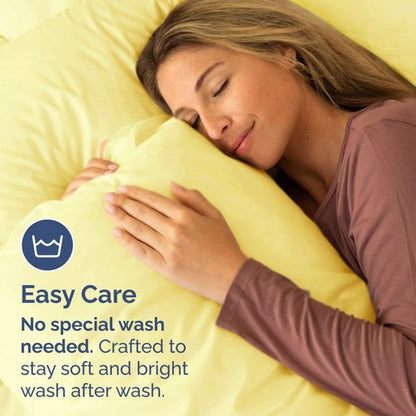 King Pillow Cases by [Brand Name] - Ultra Soft Hotel Quality - Comfy & Wrinkle Free - 4 Piece Set in Yellow