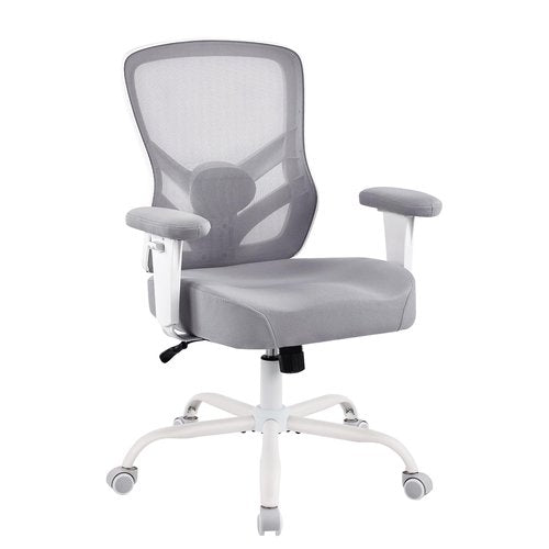 YFO Ergonomic Office Chair, Mesh Computer Desk Chair with Adjustable Back Lumbar Support and Armrests, Comfy Executive Rolling Swivel Task Chair for Home Office, Grey