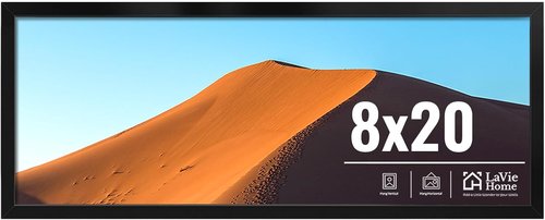 LaVie Home 8x20 Picture Frame - Classic Black Wall Display Frame with HD Plexiglas | Vertical & Horizontal Use