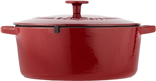 Cuisinart Enameled Cast Iron Round Casserole - 7-Quart in Cardinal Red for Perfect Cooking