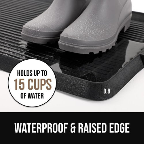 Gorilla Grip Boot Tray - Waterproof Natural Rubber Indoor/Outdoor Mat with Raised Edges | 24x16 Black