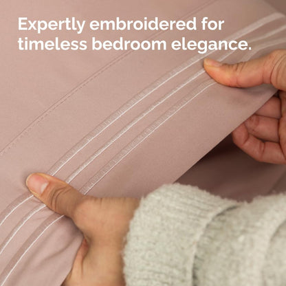 Skiennix Standard Pillow Cases Set of 2 - Ultra-Soft Hotel Quality - Wrinkle-Free & Stain Resistant - Mauve