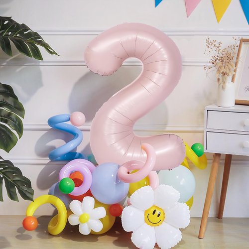 40 inch Pink Number Balloon Light Pink 2 Balloon Matte Pink Number 2 Balloon for 2nd Birthday Party Decorations