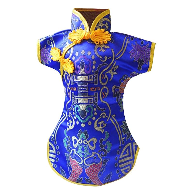 Colorful Cheongsam Wine Bottle Covers, 10pcs Chinese Embroidered Bottle Bags