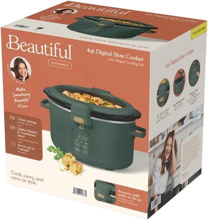 Skiennix 4 Quart Programmable Slow Cooker - Digital Touch Controls & Removable Nonstick Pot | Thyme Green