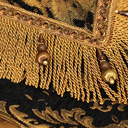 Bronze and Black Vintage Chenille Table Runner 13 x 108 Inches - Loom and Mill