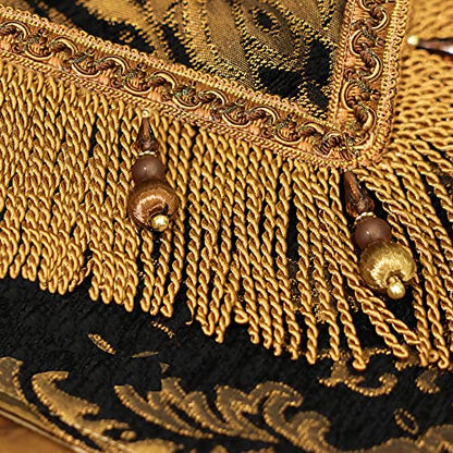 Bronze and Black Vintage Chenille Table Runner 13 x 108 Inches - Loom and Mill