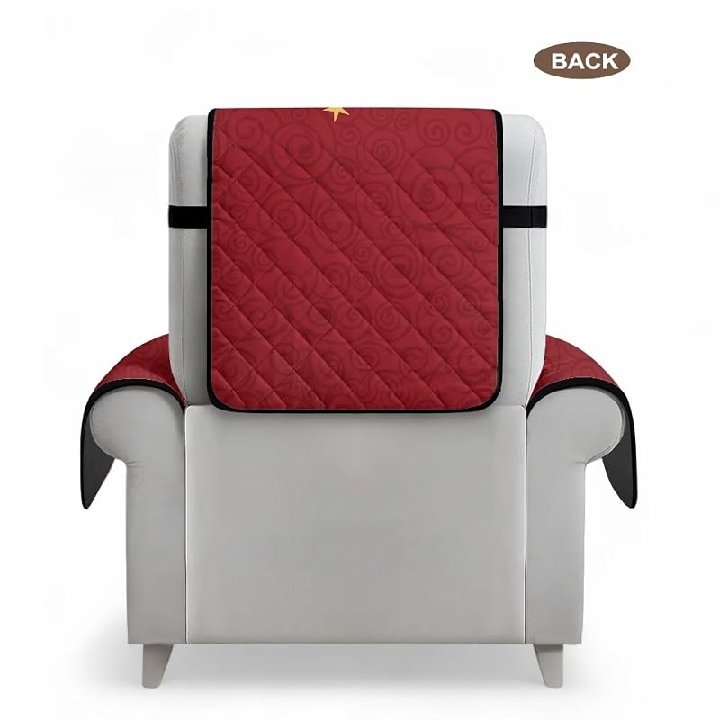 Red Santa Claus Recliner Armchair Cover - Fit Up To 60cm with Non-Slip Straps