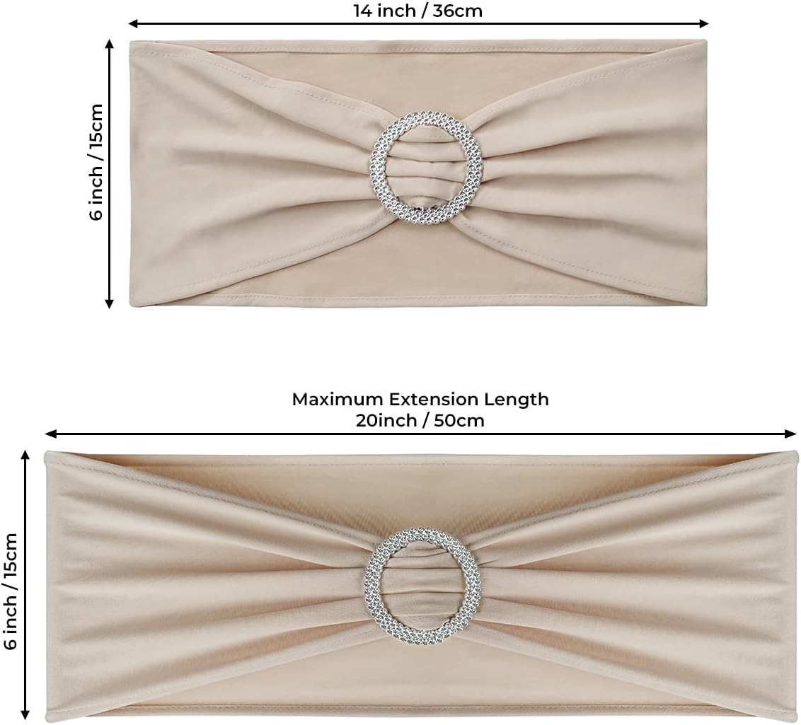 Babenest Spandex Chair Sashes - 30PCS Premium Stretch Covers with Buckle Slider for Weddings & Events | Champagne