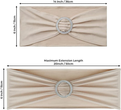 Babenest Spandex Chair Sashes - 30PCS Premium Stretch Covers with Buckle Slider for Weddings & Events | Champagne