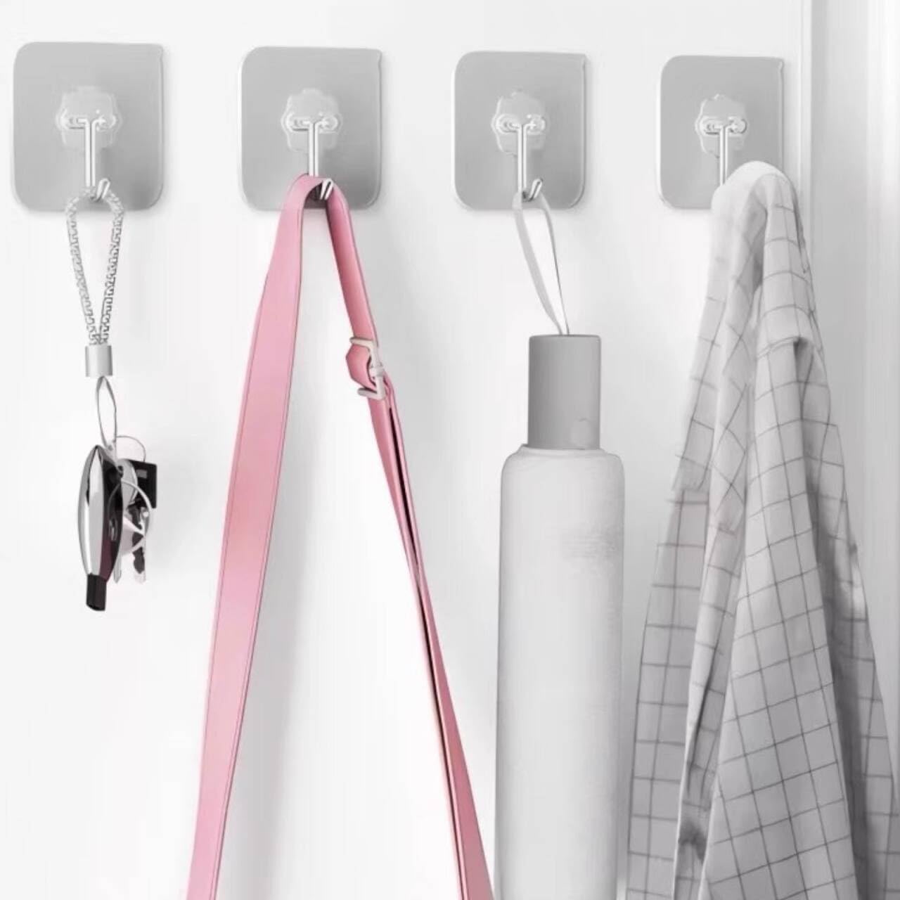 Skiennix Heavy-Duty Adhesive Wall Hooks - 50 lbs Capacity, Waterproof, No Damage | 10 Pack for Home & Office