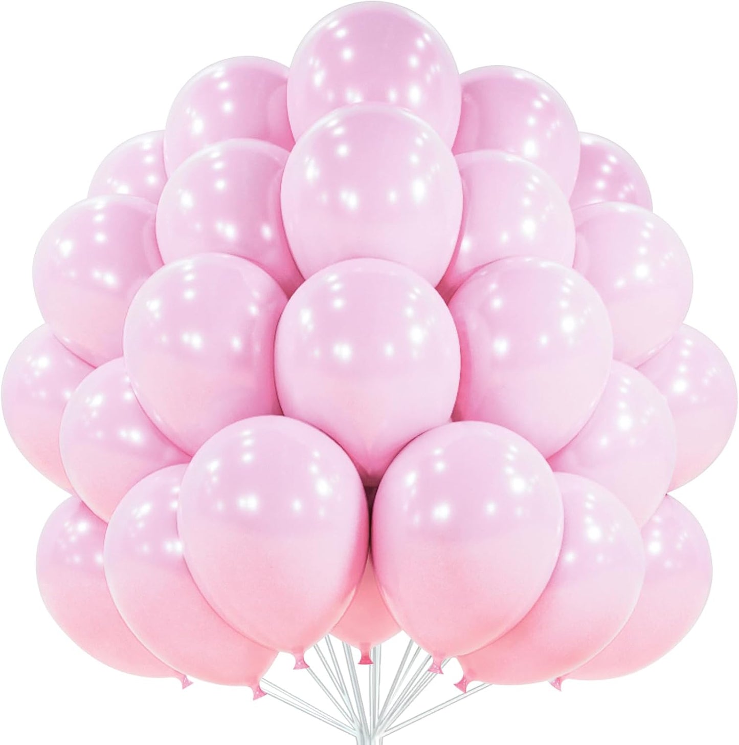 PartyWoo Light Pink Balloons - 50 Pcs 12 Inch Pearl Pastel Latex Helium Balloons for Baby Showers & Parties