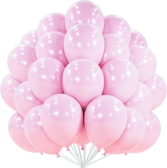 PartyWoo Light Pink Balloons - 50 Pcs 12 Inch Pearl Pastel Latex Helium Balloons for Baby Showers & Parties