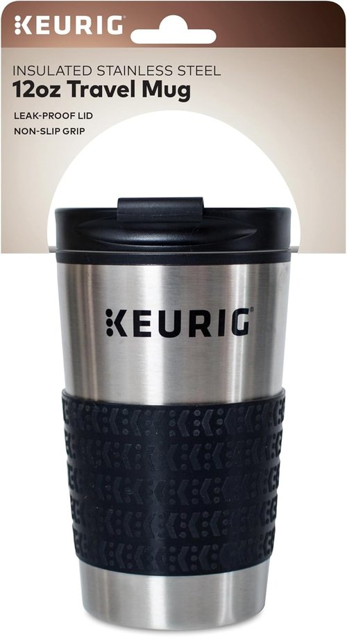 Keurig Stainless Steel Insulated Coffee Travel Mug - Fits Under Any K-Cup Maker | 12 Oz Capacity