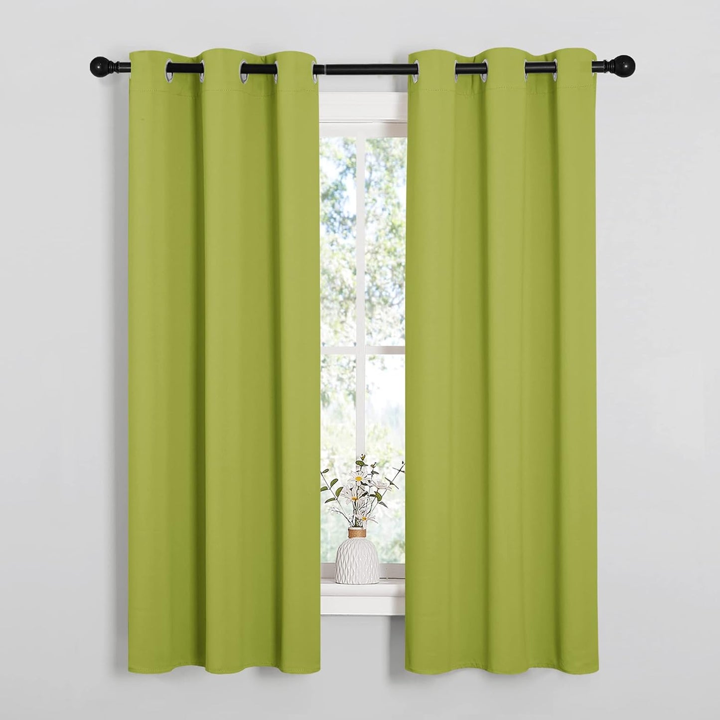 NICETOWN Blackout Curtain Panels - Thermal Insulated Grommet Top Drapes for Living Room | 34 x 63 Inches in Fresh Green