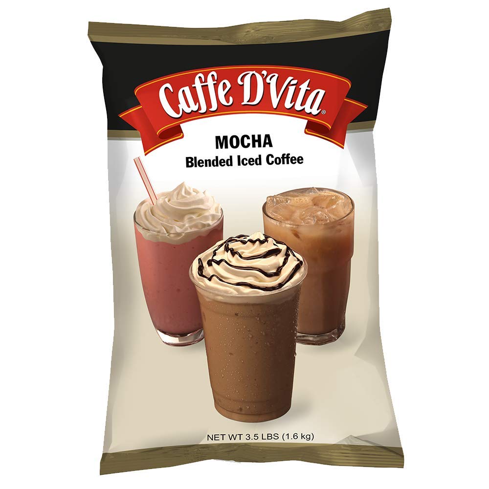 Caffe D’Vita Mocha Blended Ice Coffee - Mocha Frappe Mix, Blended Iced Coffee Mix, Gluten Free, No Cholesterol, No Hydrogenated Oils, No Trans Fat, Mocha Frappuccino Mix - 3.5 Lb Bag