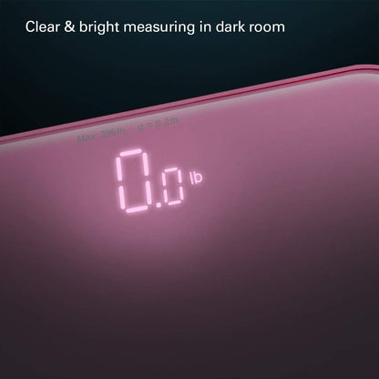 VisionTechShop S Body High Precision Ultra Wide Digital Body Weight Bathroom Scale up to 396lb/180kg, Super-Clear Large LED Display,Step-On Technology, Pink