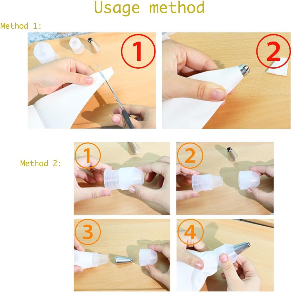 Skiennix Reusable Piping Bags Set - Eco-Friendly Cotton Cake Decorating Kit with 3 Tips & Coupler