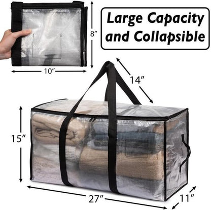 ClearSpace Oversized Moving Bags - Heavy-Duty Storage Bags with Backpack Straps & Zippers | 2 Pack