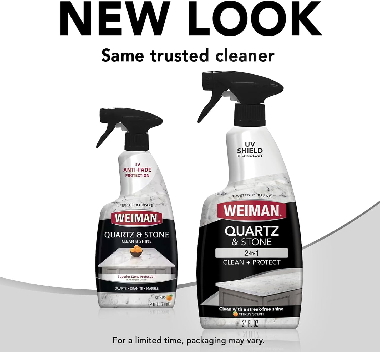 Weiman Quartz Countertop Cleaner - UV Protection for Stone Surfaces | 24 Ounce with Microfiber Towel, 2 Pack