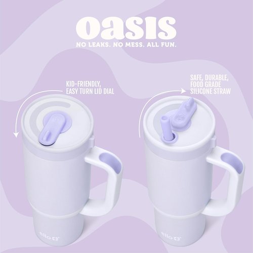 Ello Oasis 14oz Stainless Steel Tumbler - Vibrant Orange Daisies Design for On-the-Go Enjoyment