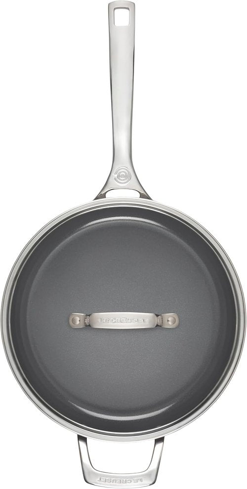 Le Creuset Non-Stick Ceramic Sauté Pan - 4.25 Qt with Glass Lid for Effortless Cooking
