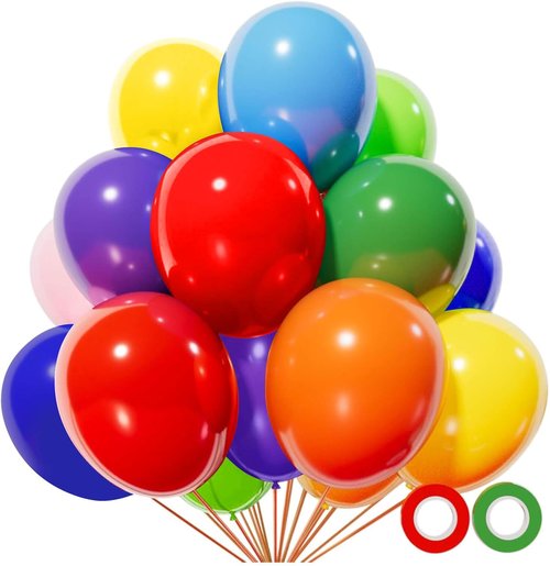 KUULBELA Rainbow Balloons - 110 Pack 12-Inch Assorted Color Helium Latex Balloons for Birthday & Wedding Parties